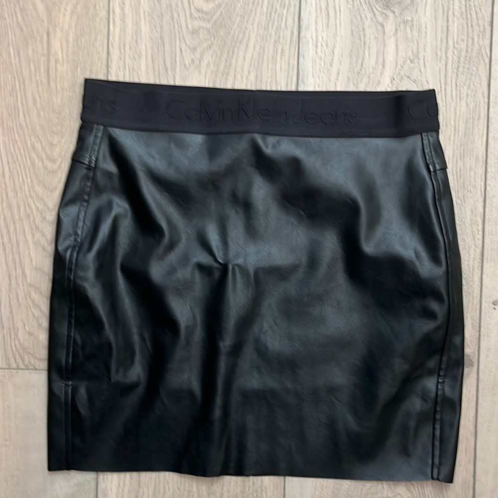 Calvin Klein faux leather mini skirt